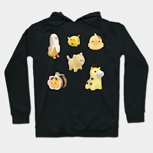 Yellow Kawaii Plushies Sticker Pack Hoodie